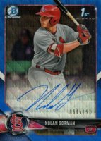 2018 Bowman Draft Chrome Draft Picks Autographs #CDANG Nolan Gorman Blue Wave Refractor Baseball Card
