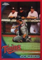 2010 Topps Chrome #50 Joe Mauer Red Refractor Baseball Card
