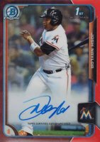 2015 Bowman Chrome Draft Pick Autograph #BCAJN Josh Naylor Red Refractor Baseball Card