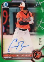 2022 Bowman Chrome Prospect Autographs #CPACBS Collin Burns Green Refractor Baseball Card