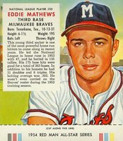 1954 Red Man Tobacco #23 Eddie Mathews Baseball Card