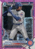 2021 Bowman Chrome Mega Box #171 Cristian Hernandez Pink Refractor Baseball Card