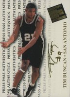 1998 Press Pass Authentics #35 Tim Duncan Basketball Card