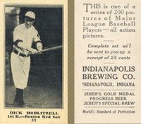 1916 Indianapolis Brewing #83 Dick Hoblitzell Baseball Card