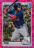 2020 Bowman Chrome Sapphire Edition #BCP5 Cristian Pache Padparadscha 1/1 Baseball Card