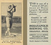 1916 Indianapolis Brewing #143 Davey Robertson Baseball Card