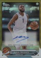 2023 Topps Chrome Topps Chrome Autographs #CGMB Mikal Bridges Gold Refractor Basketball Card