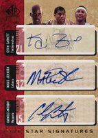 2004 SP Signature Five Star Signature #5S3 Carmelo Anthony/Kevin Garnett/LeBron James/Magic Johnson/Michael Jordan Basketball Card