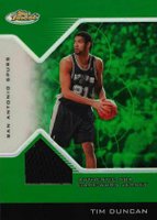 2004 Finest #104 Tim Duncan Jersey-Green Refractor Basketball Card
