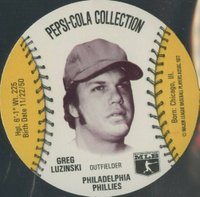 1977 Pepsi-Cola Baseball Stars Discs # Greg Luzinski Baseball Card