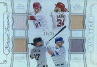 2015 Panini National Treasures All-Star Quad Materials #1 Bryce Harper/Giancarlo Stanton/Kris Bryant/Mike Trout Baseball Card
