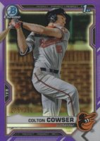 2021 Bowman Draft #BDC166 Colton Cowser Chrome-Purple Refractor Baseball Card