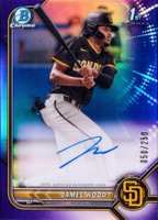 2022 Bowman Chrome Prospect Autographs #CPAJWD James Wood Purple Refractor Baseball Card