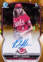 2023 Bowman Draft Sapphire Edition Chrome Prospect Autographs #CDARLO Rhett Lowder Gold Baseball Card