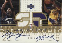 2002 Upper Deck Glass One Two Combo Jersey #MJKB Jordan/Bryant Autograph Basketball Card