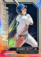 2021 Panini Prizm Emergent #EM6 Bobby Witt Jr. Silver Prizm Baseball Card