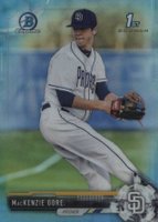 2017 Bowman Draft #BDC25 MacKenzie Gore Chrome-Wearing Glove-Sky Blue Refractor Baseball Card