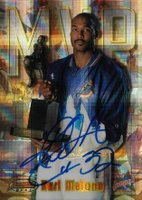 1997 Bowman's Best Certified Autograph #KM Karl Malone Atomic Refractor Basketball Card