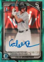 2024 Bowman Draft Chrome Prospect Autographs #CPACBO Caleb Bonemer Aqua Lava Baseball Card