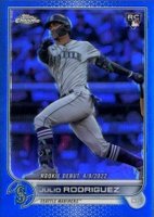 2022 Topps Chrome Update #USC165 Julio Rodriguez Blue Refractor Baseball Card