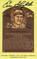 1999 Hall of Fame Autographs # Enos Slaughter Yellow HOF Plaque Baseball Card