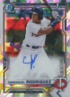 2021 Bowman Chrome Prospect Autographs #CPAERO Emmanuel Rodriguez Atomic Refractor Baseball Card