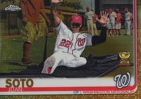 2019 Topps Chrome #155 Juan Soto Sliding-Gold Refractor Baseball Card