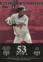 2007 Topps Moments & Milestones  #72 Hanley Ramirez 53 Hits-Red 1/1 Baseball Card