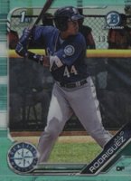 2019 Bowman Prospects Chrome #33 Julio Rodriguez Aqua Refractor Baseball Card