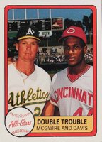 1987 Baseball Cards Magazine Repli-Cards #3 Eric Davis/Mark McGwire Hand Cut Baseball Card