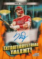 2023 Topps Cosmic Chrome Extraterrestrial Talent Autograph #MT Mike Trout Orange Galactic Baseball Card