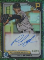 2024 Bowman Chrome Prospect Autographs #CPAPS Paul Skenes Green Grass Refractor Baseball Card