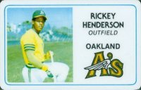 1981 Perma-Graphics Super Star Credit Card # Rickey Henderson Baseball Card