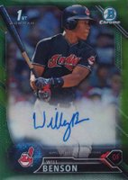 2016 Bowman Draft Chrome Draft Picks Autographs #CDAWB Will Benson Green Refractor Baseball Card