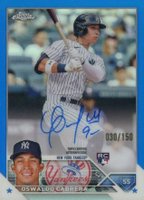 2023 Topps Chrome Update Autograph #RAOCA Oswaldo Cabrera Blue Baseball Card