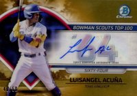 2023 Bowman Scouts' Top 100 #BTP64 Luisangel Acuna Autograph-Gold Refractor Baseball Card