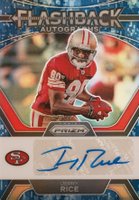 2023 Panini Prizm Flashback Autographs #FAJR Jerry Rice Navy Camo Football Card