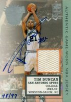 2002 Topps Slam Duncan Game Jersey #SDA2 Tim Duncan Autograph Basketball Card