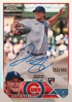 2023 Topps Chrome Rookie Autograph #RAJST Justin Steele Refractor Baseball Card
