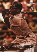 2018 Topps Chrome #25 Rafael Devers Batting-Sepia Refractor Baseball Card