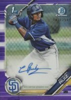 2019 Bowman Prospect Autographs Chrome #ER Esteury Ruiz Purple Refractor Baseball Card