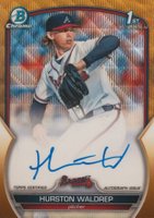 2023 Bowman Draft Chrome Prospect Autograph #CDAHWA Hurston Waldrep Gold Wave Baseball Card