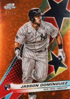 2024 Topps Chrome Cosmic Starfractor #10 Jasson Dominguez Orange Galactic Baseball Card