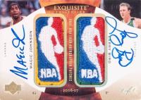 2006 Upper Deck Exquisite Collection Logoman Dual Autographs 1/1 #JB Magic Johnson/Larry Bird Basketball Card