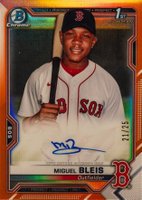 2021 Bowman Chrome Prospect Autographs #CPAMBL Miguel Bleis Orange Refractor Baseball Card