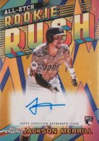 2024 Topps Chrome Update Chrome All-Etch Rookie Rush Autographs #JM Jackson Merrill Gold Refractor Baseball Card