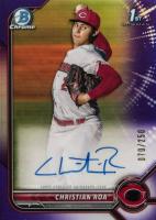 2022 Bowman Chrome Prospect Autographs #CPACRA Christian Roa Purple Refractor Baseball Card