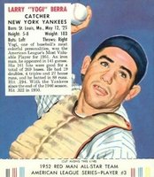 1952 Red Man Tobacco #3 Yogi Berra Baseball Card