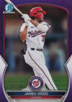 2023 Bowman Chrome Prospects #BCP129 James Wood Purple Refractor Baseball Card