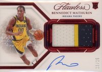 2022 Panini Flawless Horizontal Patch Autographs #HPABNM Bennedict Mathurin Ruby Basketball Card